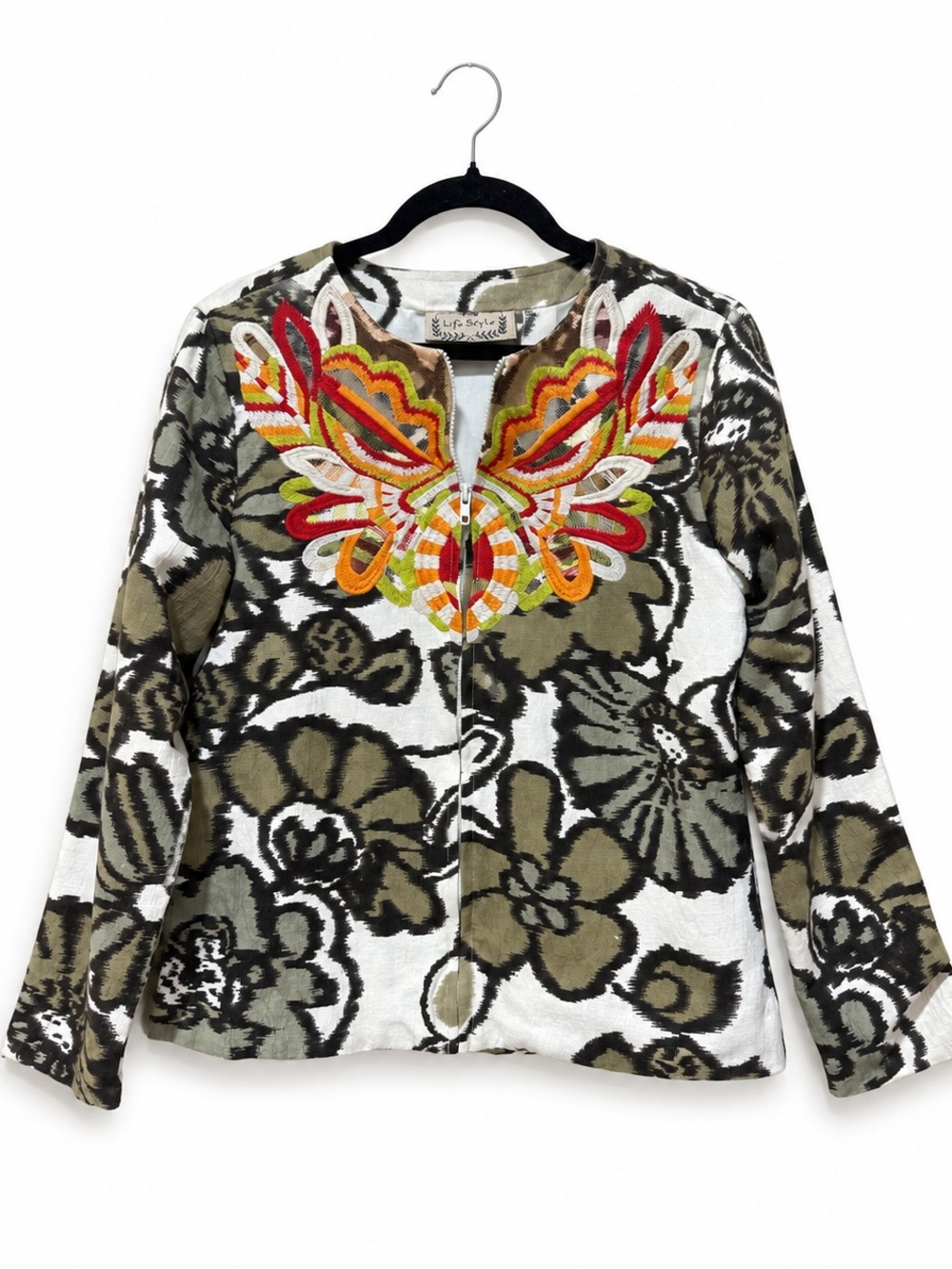 Life Style NWT Embroidered Boho Cotton Jacket S